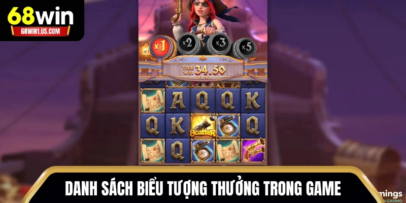 Nữ Hoàng Tiền Thưởng 68WIN - Slot Đổi Thưởng Hấp Dẫn 3 Danh sách biểu tượng thưởng trong game